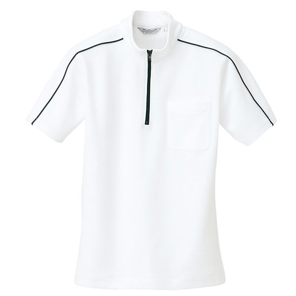 アイトス 半袖クイックドライジップシャツ（男女兼用） ホワイト 5号 AZCL3000-024 1着（直送品）