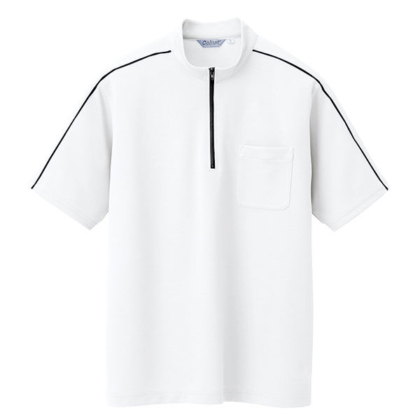 アイトス 半袖クイックドライジップシャツ（男女兼用） ホワイト LL AZCL3000-024 1着（直送品）