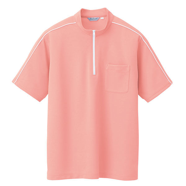 アイトス 半袖クイックドライジップシャツ（男女兼用） ピンク 5号 AZCL3000-025 1着（直送品）