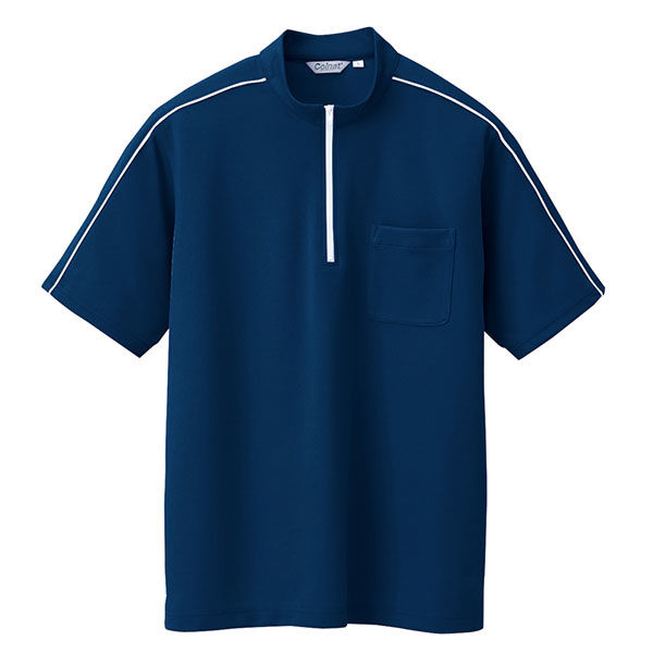 アイトス 半袖クイックドライジップシャツ（男女兼用） ネイビー 5号 AZCL3000-034 1着（直送品）
