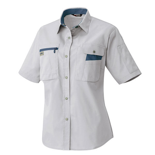 アイトス レディース半袖シャツ シルバーグレー×ネイビー 7号 AZ-5317-003 1着（直送品）