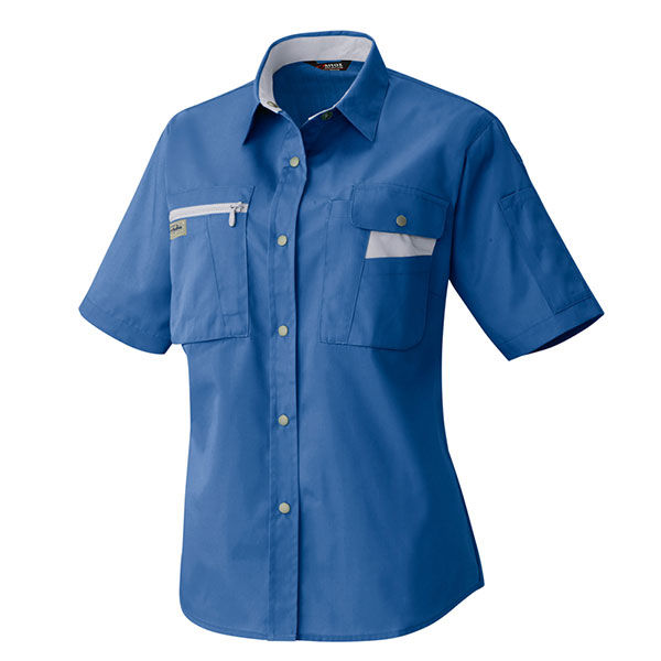 アイトス レディース半袖シャツ ブルー×シルバーグレー 11号 AZ-5317-006 1着（直送品）