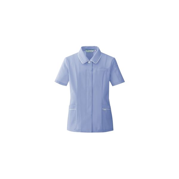 ミドリ安全 女性用 作業服 春夏 半袖 スモック 帯電防止 VELS433 9号 ラベンダーブルー 3124106104 1点（直送品）