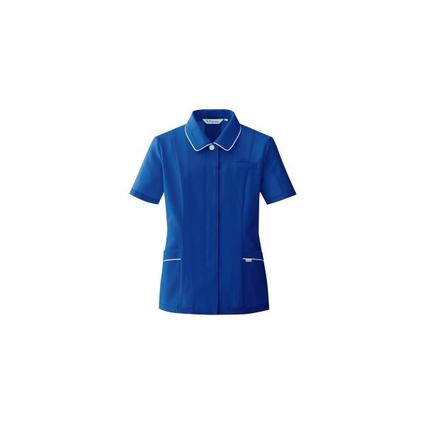 ミドリ安全 女性用 作業服 春夏 半袖 スモック 帯電防止 VELS437 9号 ロイヤルブルー 3124106404 1点（直送品）