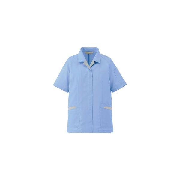 ミドリ安全 女性用 作業服 春夏 半袖 スモック 帯電防止 VELS73 7号 ブルー 3124104903 1点（直送品）