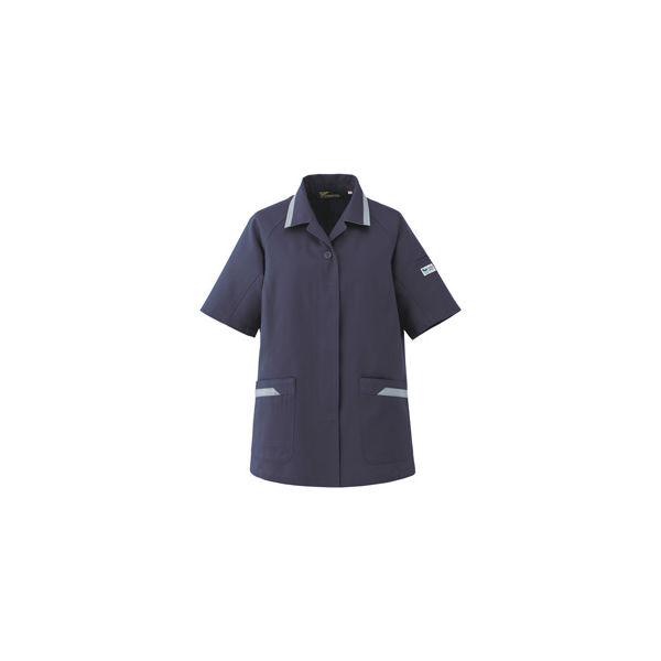 ミドリ安全 女性用 作業服 春夏 半袖 スモック 帯電防止 VELS57 7号 ネイビー 3124104203 1点（直送品）