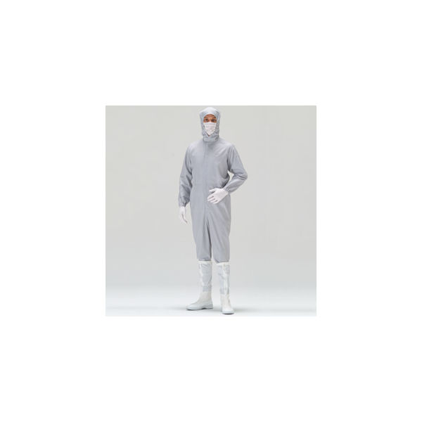 ミドリ安全 クリーンウェア 長袖 クリーンスーツ C1550GY フード一体型 5L グレー 3148003409 1着（直送品）