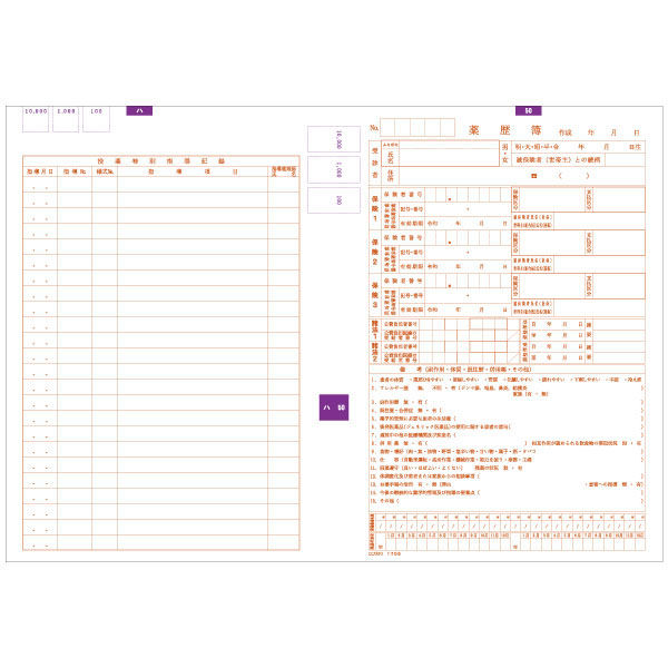 シンリョウ　カラーナンバー薬歴簿B-50　001765　1箱（100枚入）　（取寄品）