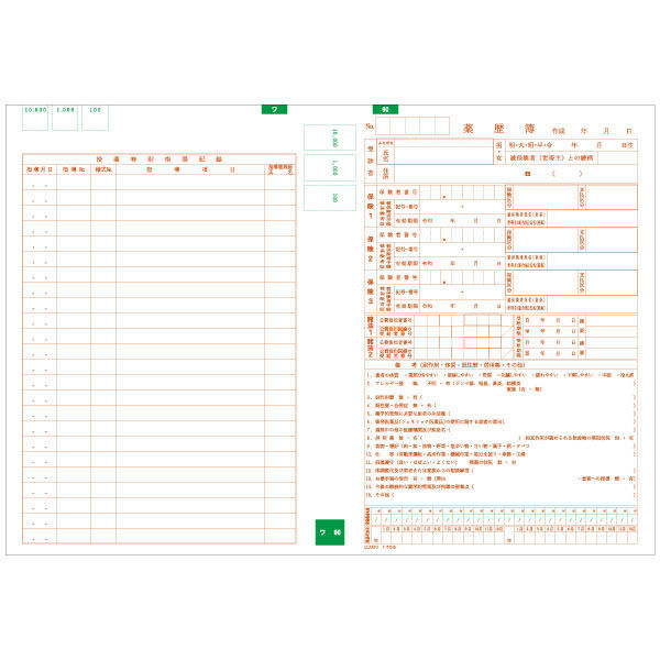 シンリョウ　カラーナンバー薬歴簿B-90　001769　1箱（100枚入）　（取寄品）