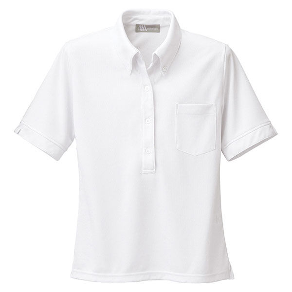 アイトス レディース半袖ニットボタンダウンシャツ ホワイト M 861207-001 1着（直送品）