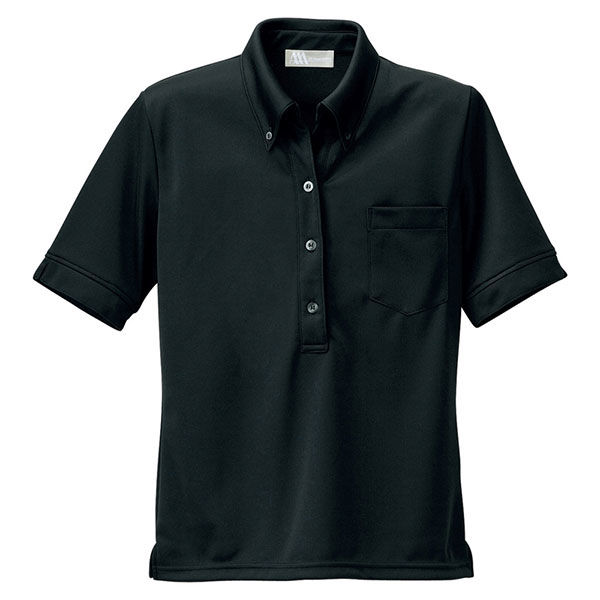 アイトス レディース半袖ニットボタンダウンシャツ ブラック M 861207-010 1着（直送品）