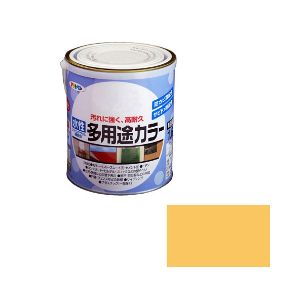 アサヒペン　水性多用途カラー　1.6L　ブライトイエロー　（直送品）