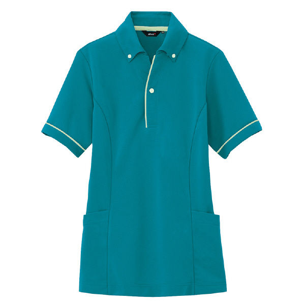 アイトス 介護ユニフォーム サイドポケット半袖ポロシャツ（男女兼用） AZ7668 ピーコックブルー 3L 1枚（直送品）