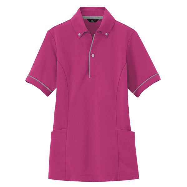 アイトス 介護ユニフォーム サイドポケット半袖ポロシャツ（男女兼用） AZ7668 ローズ SS 1枚（直送品）