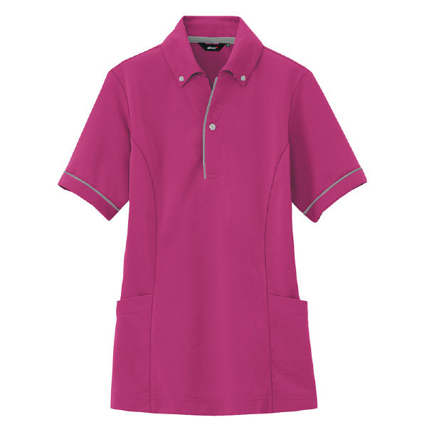 アイトス 介護ユニフォーム サイドポケット半袖ポロシャツ（男女兼用） AZ7668 ローズ 3L 1枚（直送品）