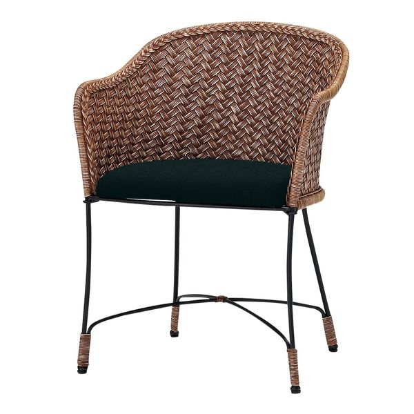 軒先渡し】オリバー 肘付きラタンチェア ファブリック ブラック S・CI