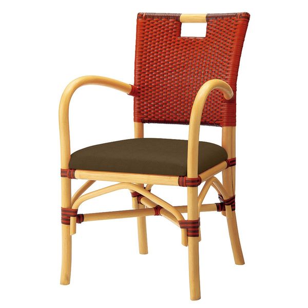 オリバー ダイニングチェア 合成籐編み マジックラタン レッド
