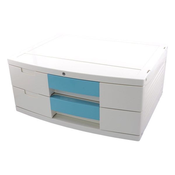 アズワン トレイBOX(鍵付) A3用ブルー 470×360×205mm 304H 1個 0-5347-05（直送品）