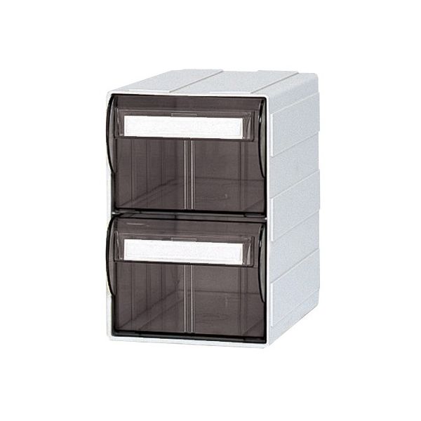 サカセ化学工業 カセッター A5サイズ以下(W125×D192×H186mm)引出上下2段 アンバー HA5-042 1セット(2個)（直送品）