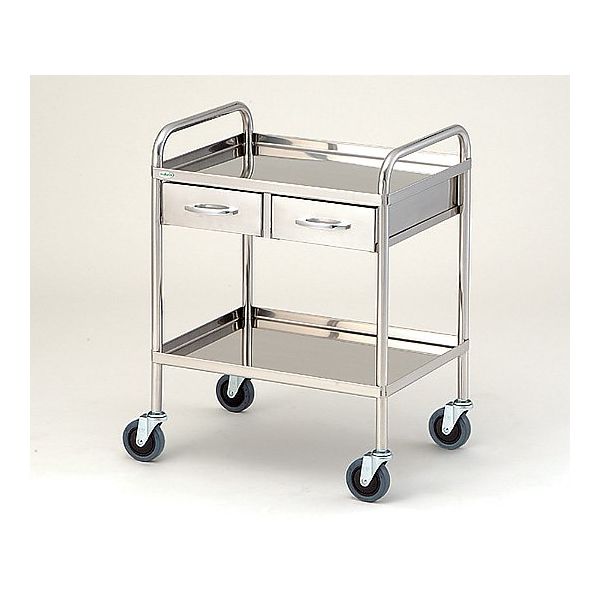 アズワン とっても静かな枠付回診車(2段) 603×453×800mm TS6045W 1台 0-7976-01（直送品）