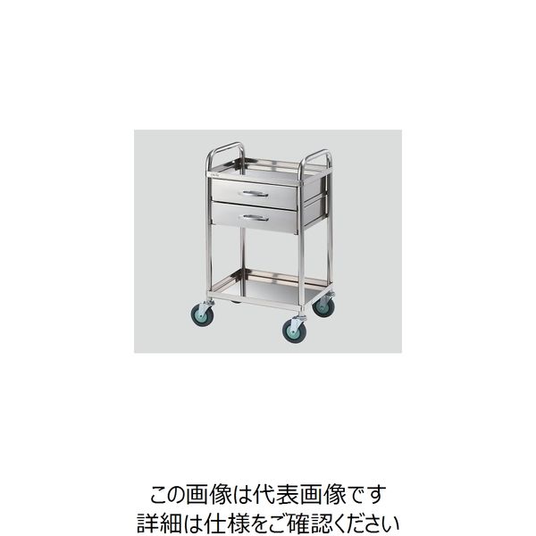 アズワン とっても静かな枠付き回診車（2段引出し） 2段 TSシリーズ