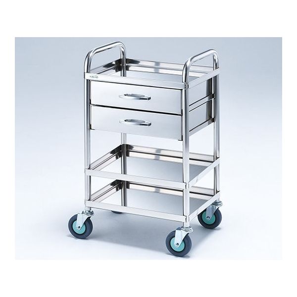 アズワン とっても静かな枠付き回診車(2段引出し) 3段 453×353×942 TS4535Y 1個 8-6457-02（直送品）