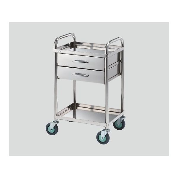 アズワン とっても静かな枠付き回診車(2段引出し) 2段 603×453×802 TS6045X 1個 8-6457-03（直送品）