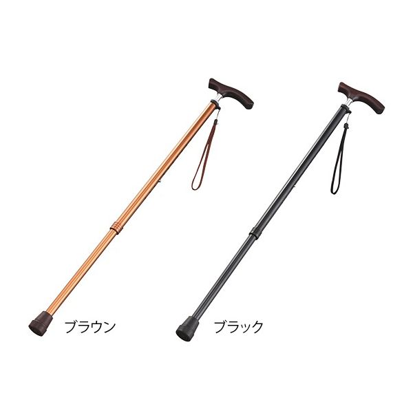 光華 伸縮杖(スリムネックタイプ) ブラウン(男性用) B060-608D-BR 1本 8-6960-01（直送品）