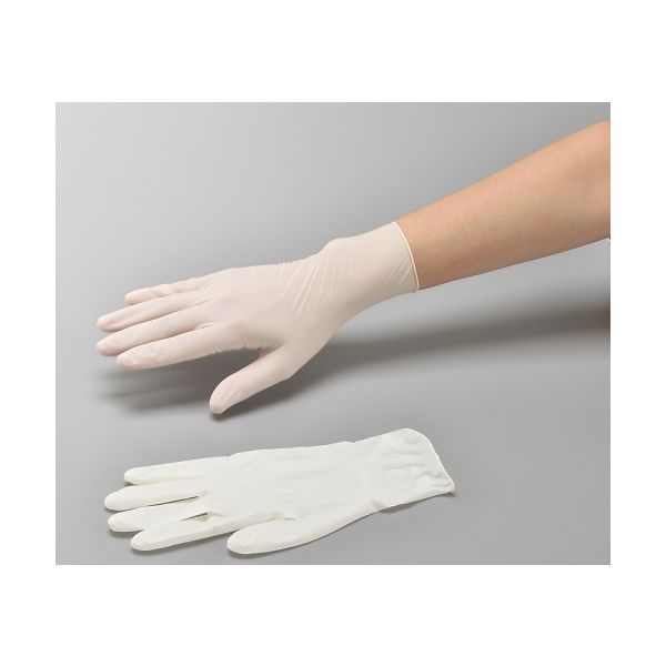 アズワン ナビロール手袋(指先エンボス・エコノミータイプ・パウダー付) 1箱(100枚入) L 1セット(400枚:100枚×4箱)（直送品）