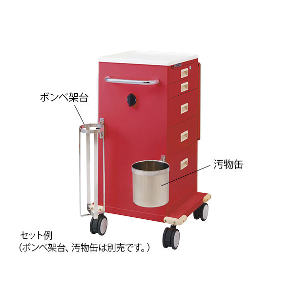 アズワン 救急カート(ハンドロック) レッド HT-Z1R 1個 8-9985-03（直送品）