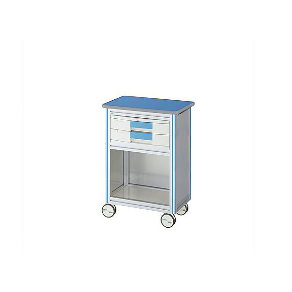 アズワン ヨーロピアンカートII(回診タイプ) 2段ブルー 600×400×855mm ES-A2B 1台 0-5647-21（直送品）