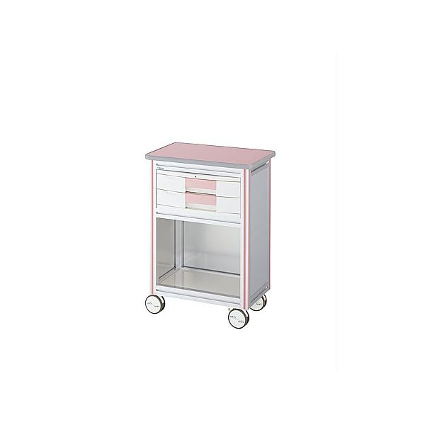 アズワン ヨーロピアンカートII(回診タイプ) 2段ピンク 600×400×855mm ES-A2P 1台 0-5647-22（直送品）