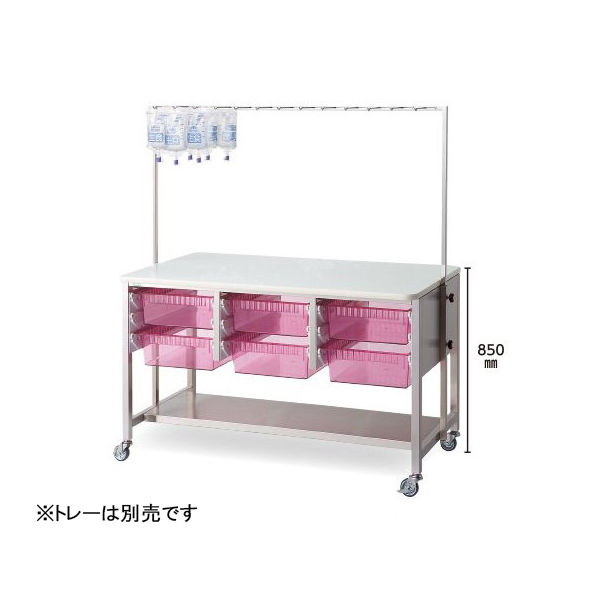 アズワン 点滴処置台(ハンガー高さ調節機能付) 1480×780×1090~1650mm NRD-1370-1 1台 0-7985-12（直送品）