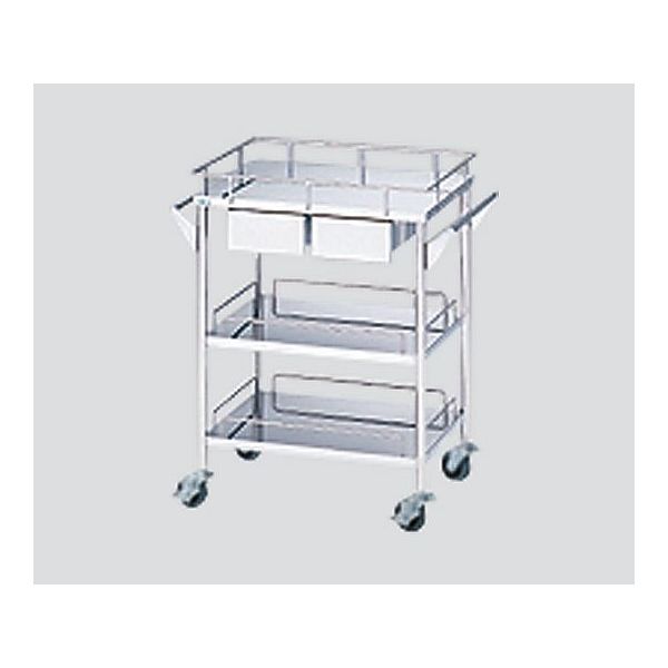 アズワン ステンレスグリーンカート(静音タイプ) 3段 引出付(2個) 720×450×835mm SS-3HS 1台 3-4087-12（直送品）