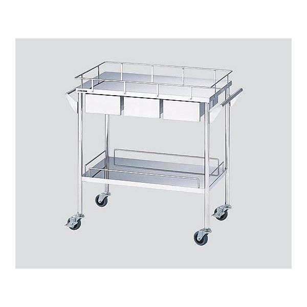 アズワン ステンレスグリーンカート(静音タイプ) 2段 引出付(3個) 870×450×835mm SW-2HS 1台 3-4088-11（直送品）