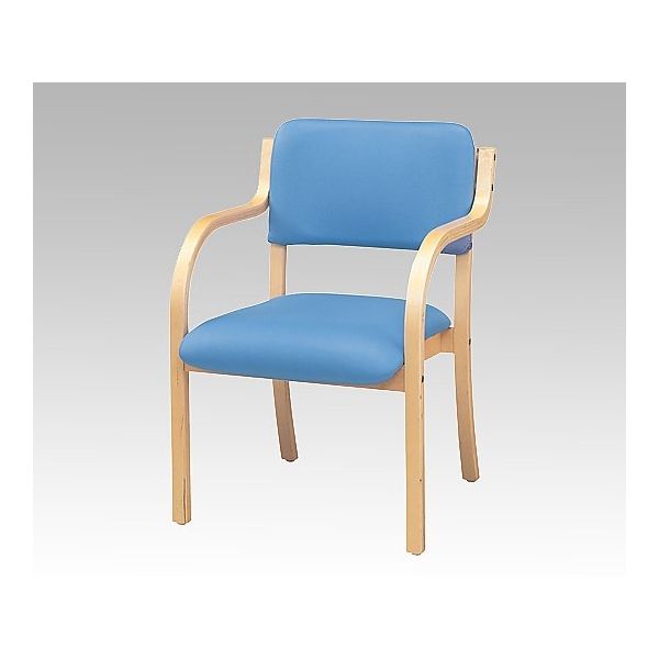 アズワン 木製スタッキングチェア 合皮張り(アーム付き) 完成品 ブルー 61-433-42-8 1セット(2脚) 8-2630-03（直送品）