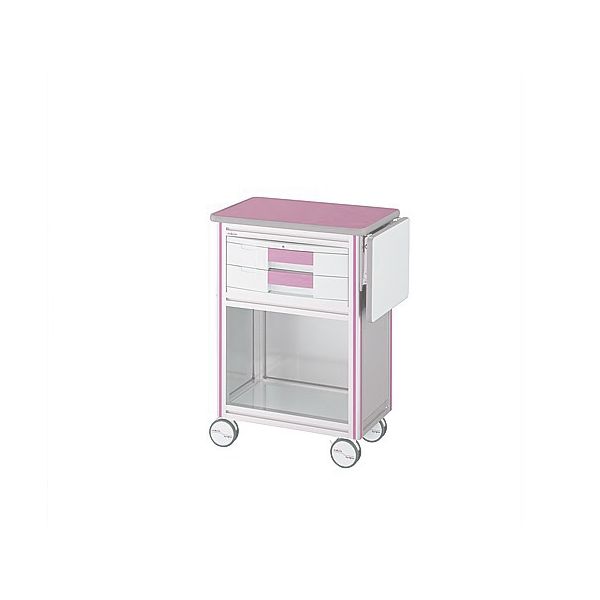 アズワン ヨーロピアンカートII(補助天板付き・回診タイプ) 2段ピンク 630×400×855mm ES-B2P 1台 8-5884-02（直送品）