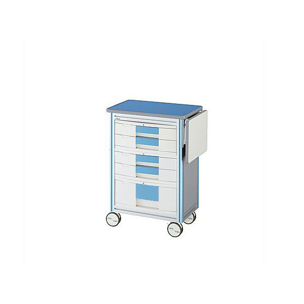 アズワン ヨーロピアンカートII(補助天板付き・回診タイプ) 5段ブルー 630×400×855mm ES-B5B 1台 8-5884-03（直送品）