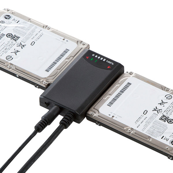 サンワサプライ 変換ケーブル A[オス]-シリアルATA[オス]×2（HDDコピー機能付き） ブラック 1m USB3.0 USB-CVIDE4 1個（直送品）