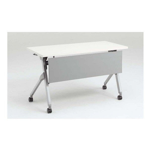 オカムラ フラプター サイドフォールドテーブル 棚板なし/幕板付き ホワイト 幅1200×奥行600×高さ720mm（直送品）