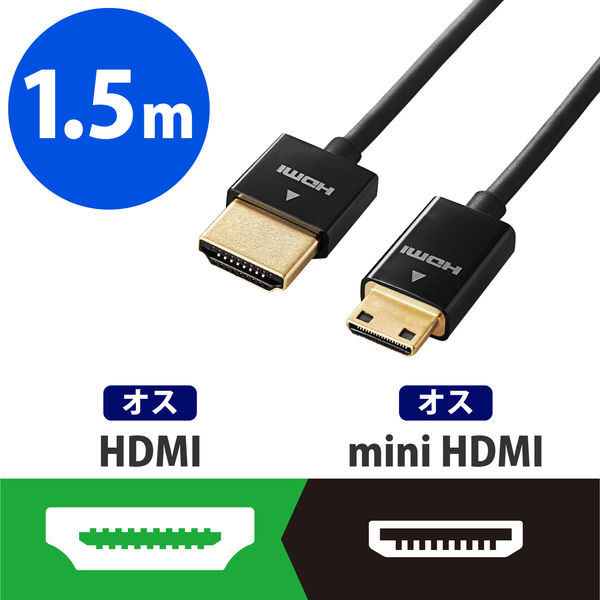 エレコム　イーサネット対応スーパースリムHDMIケーブル（A-C）　CAC-HD14SSM15BK