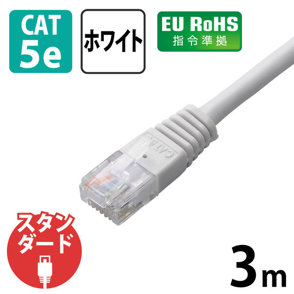 LANケーブル 3m cat5e準拠 より線 スリムコネクタ ホワイト LD-CTN/WH3