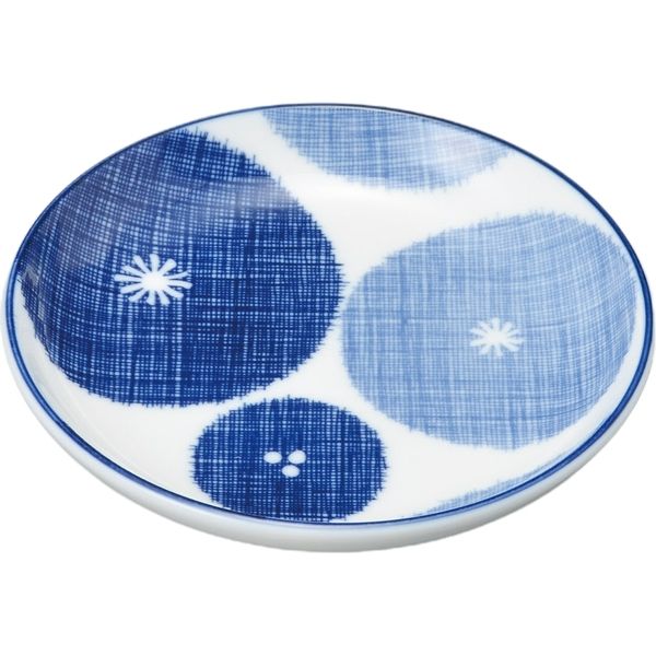 器望 小皿 古青藍藍花 １３cm丸皿 [6個入] kbu-0464506028（直送品）