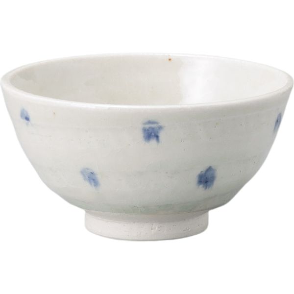 器望 飯碗 ブルー水玉土物茶碗 [5個入] kbu-0546461021（直送品）