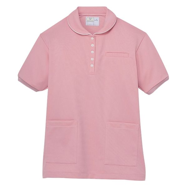 トンボ レディスケアワークシャツ　12シェルピンク　L CR209-12 1枚（取寄品）