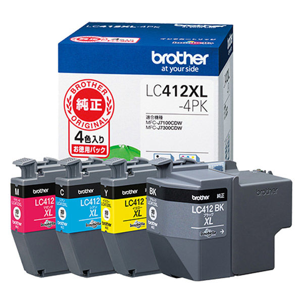 ブラザー（brother） 純正インクカートリッジ LC412XL-4PK 大容量 1パック（4色入）