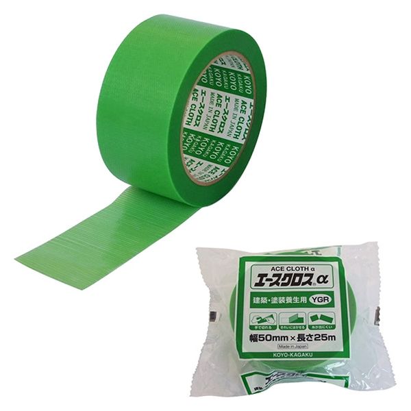 エースクロスα 緑 建築塗装養生用 50mm×25m [30巻入] エースクロスα YGR 1箱(30巻入) 光洋化学（直送品）