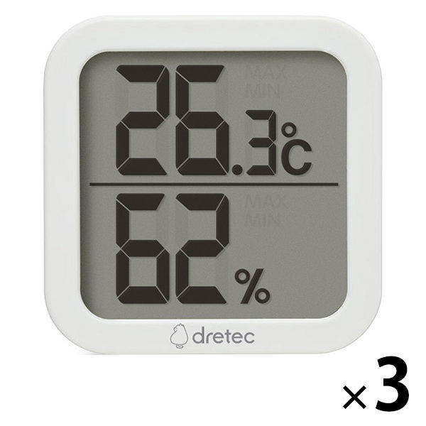 ドリテック ドリテック　Oー414WT　デジタル温湿度計　クラル Oー414WT 1セット（3個）