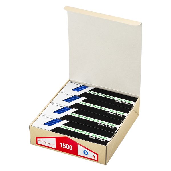 トンボ鉛筆 色鉛筆 1500 単色 あお色 1500-15-12D １セット（144本：12本×12）（直送品）