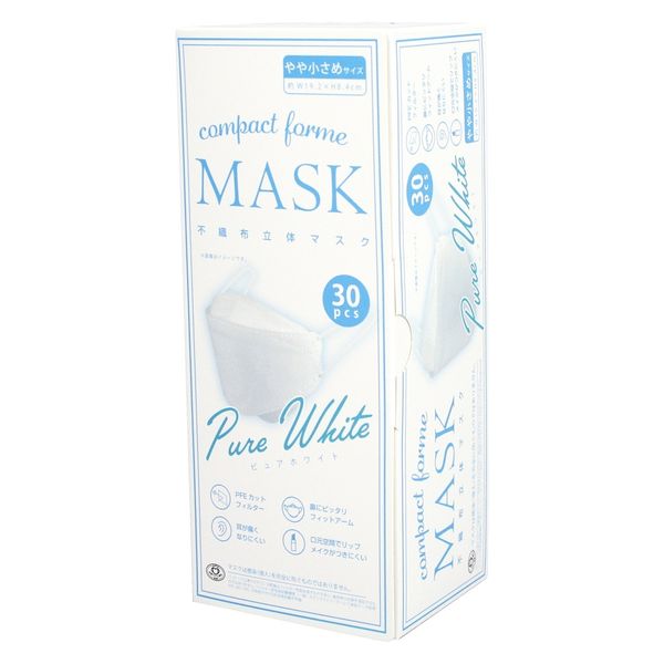 まとめ得 コンパクトフォルムマスク やや小さめサイズ ３０枚入 ピュアホワイト 富士 マスク x [6個] /h